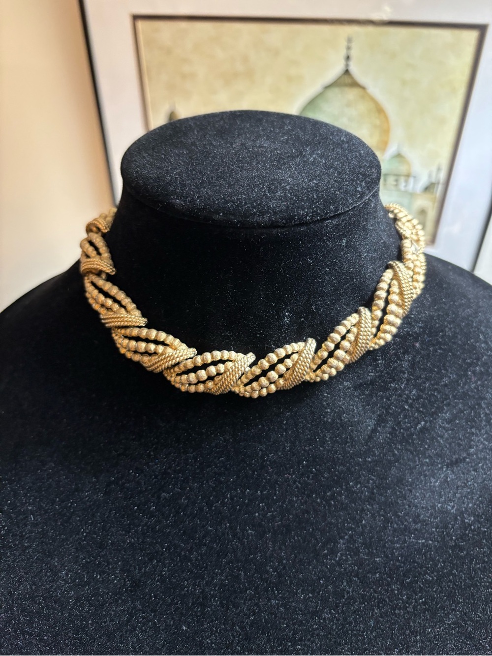 Classic Brushed Gold-Tone Choker Necklace - Women’s Jewelry